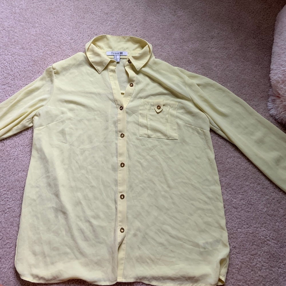Yellow Button Up Long Sleeve Shirt